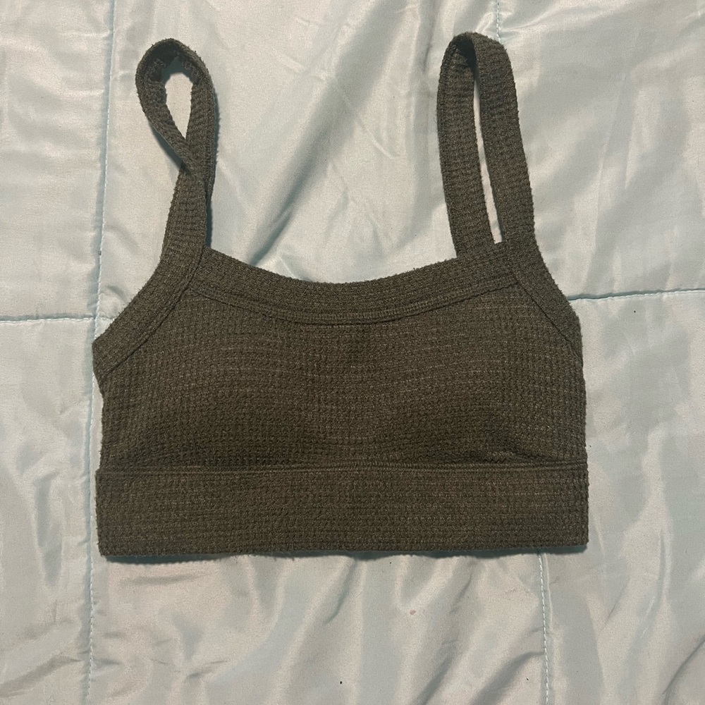 Green sweater like sports bra